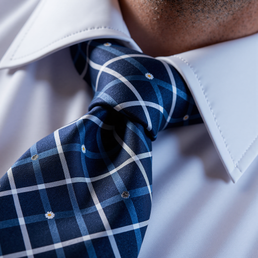 Forty five year old male executive headshot wearing navy blue suit and white shirt, professional corporate background, confident expression